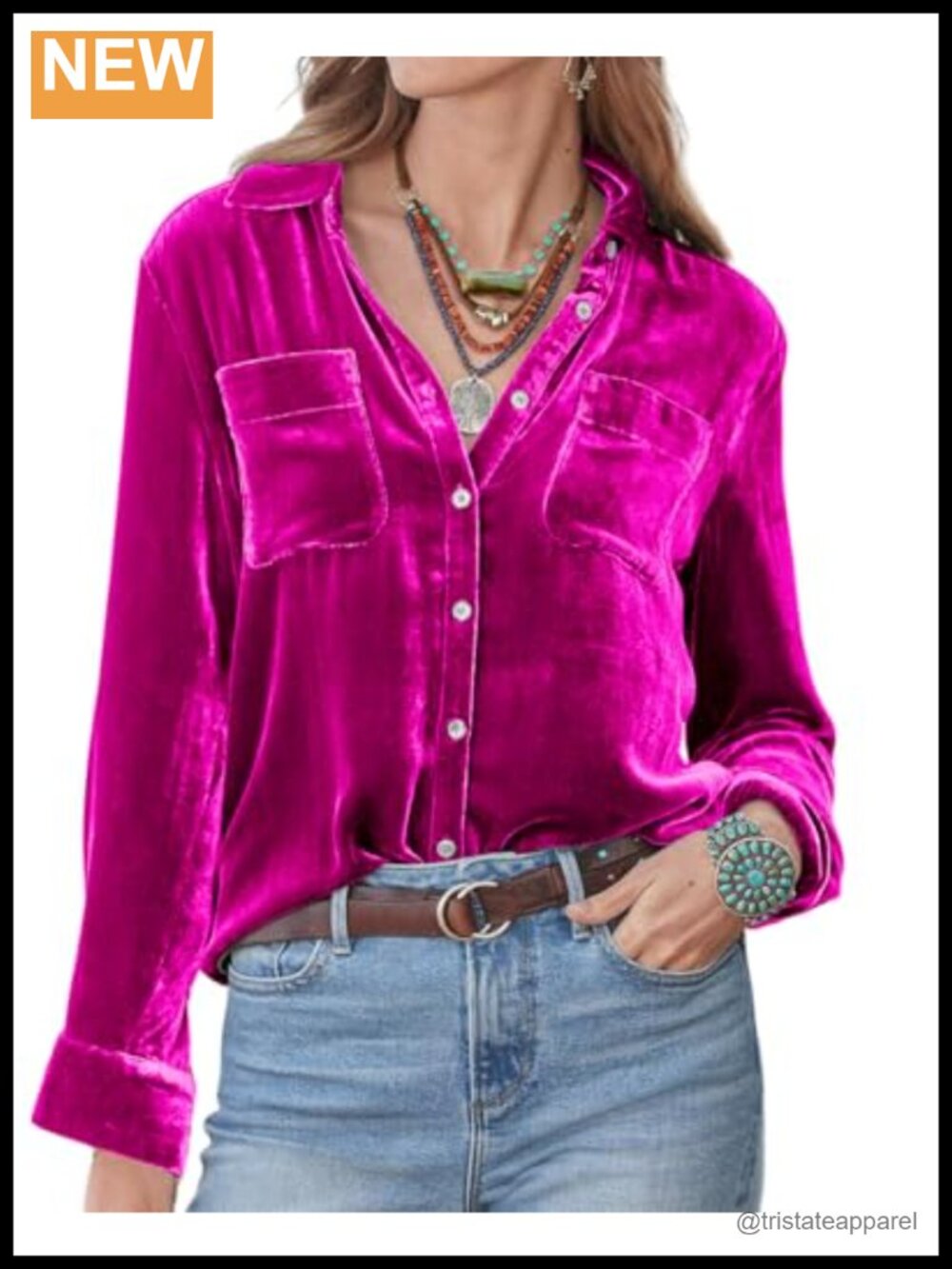 Women's Velvet Long Sleeve Button Up Shirt Casual Retro Fall Winter Blouse